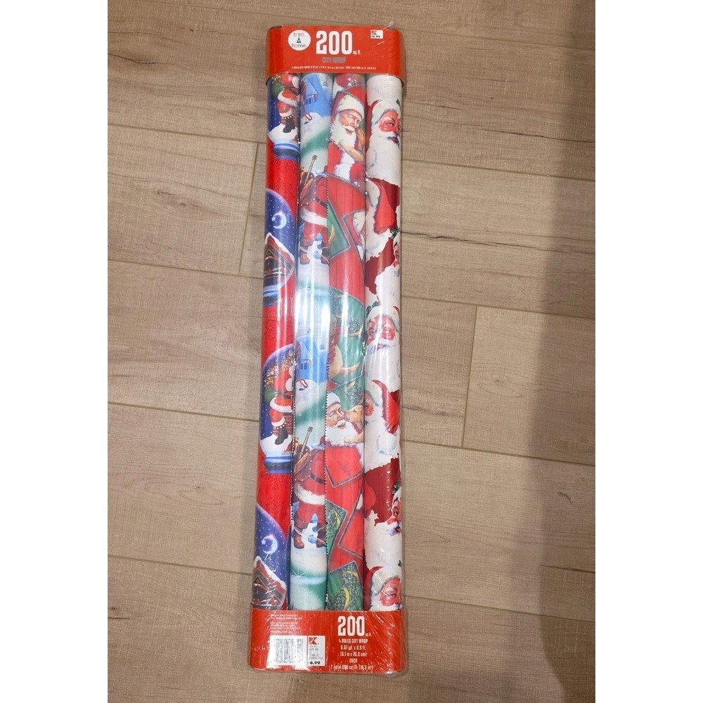 Vintage Christmas Wrapping Paper Gift Wrap 4 Rolls 200 Sq Ft NEW Kmart